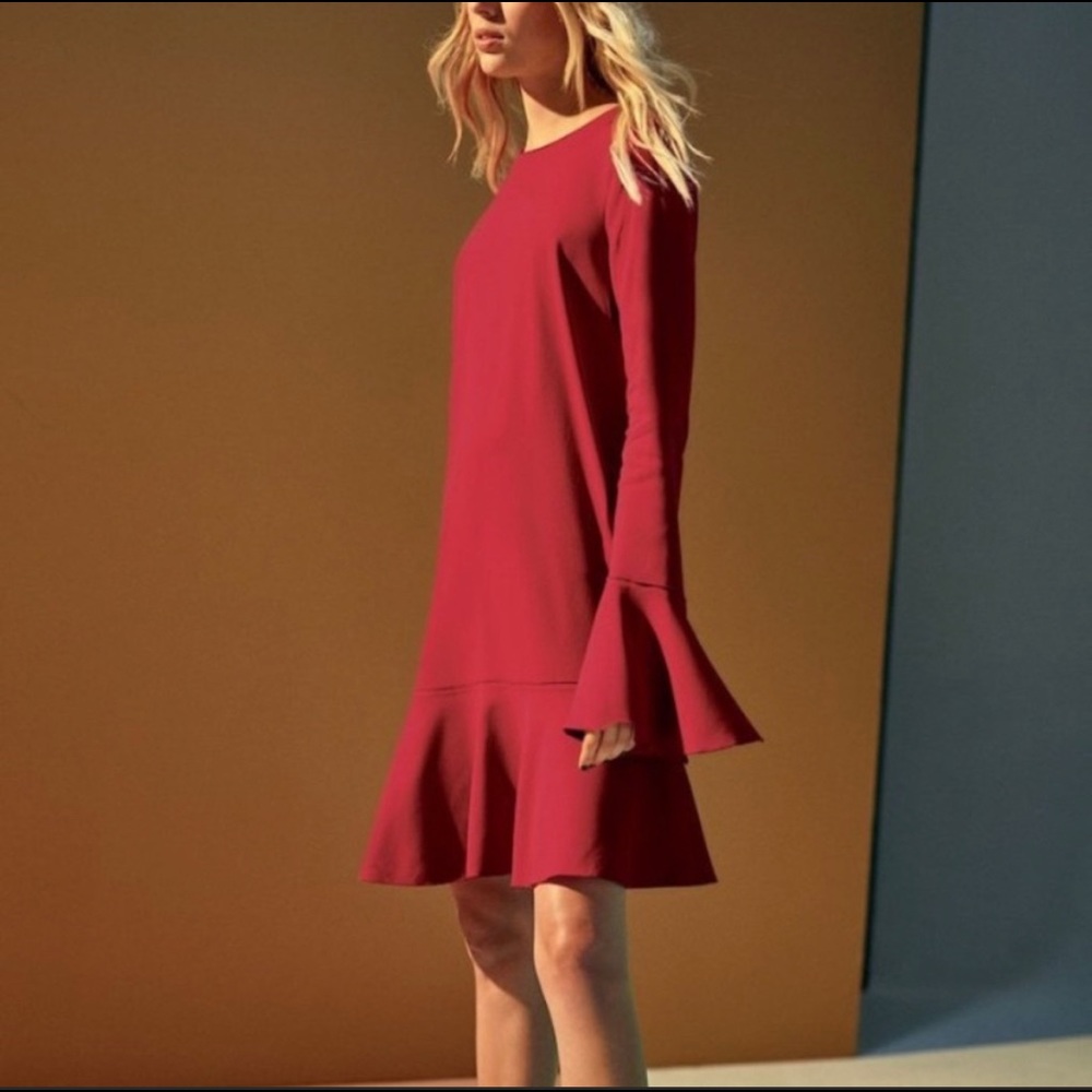 Theory Marah Bergen Long Sleeve Flounce Dress - Picture 2 of 8